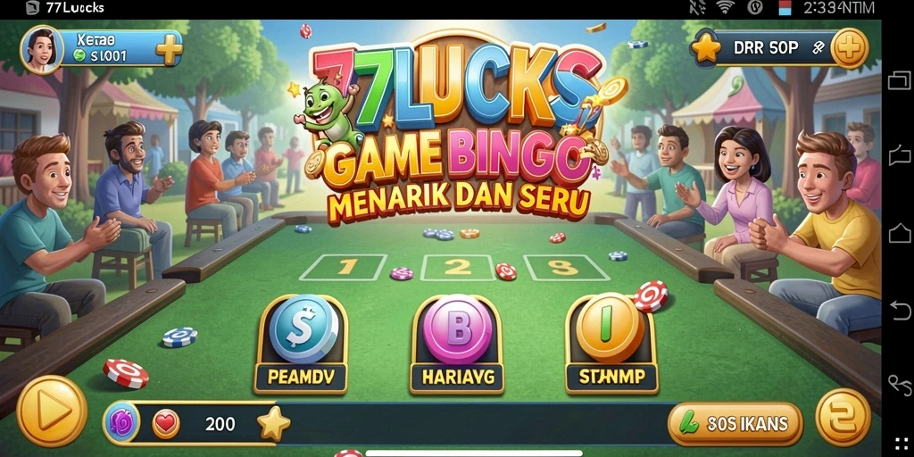 Tampilan menarik gameplay Bingo di 77LUCKS dengan banyak pemain.
