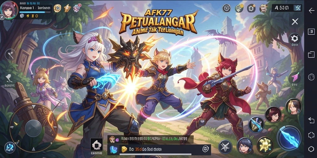 Tampilan gameplay <strong>AFK77</strong> dengan karakter anime yang memukau.