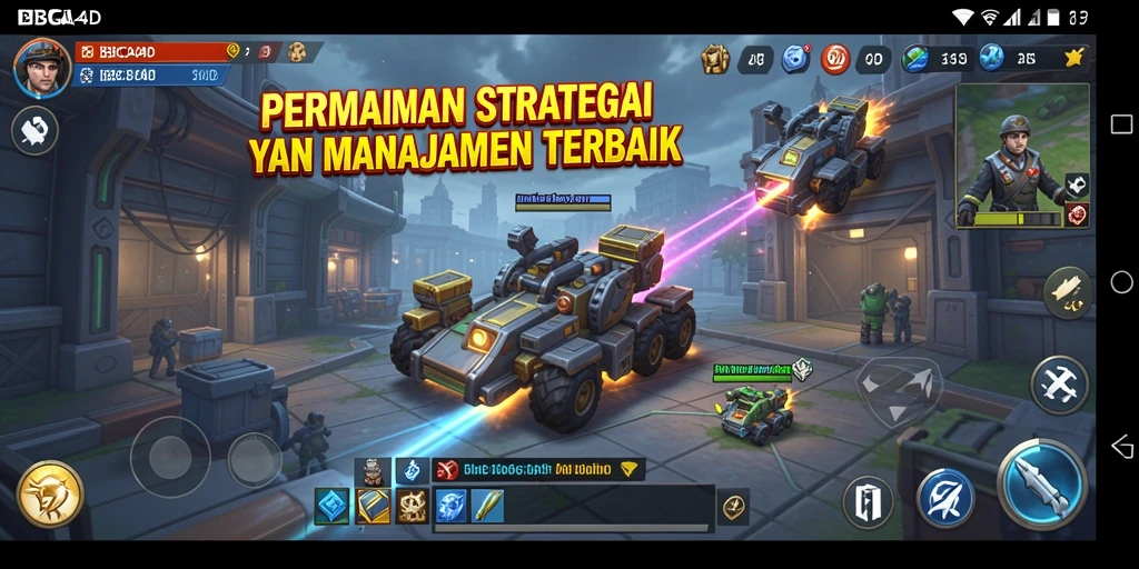 Tampilan gameplay menarik dalam BBCA4D yang menunjukkan aktivitas pertempuran dan pembangunan.