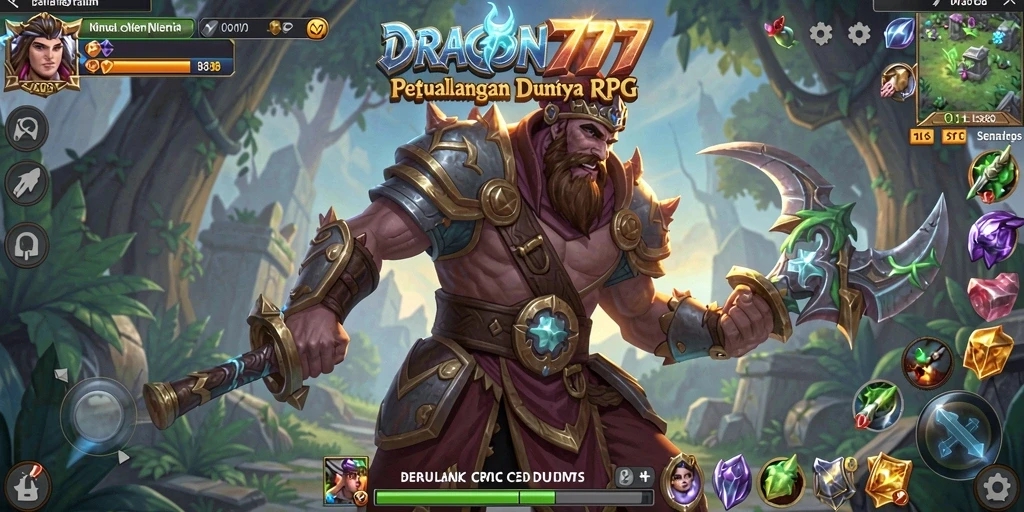 Tampilan utama gameplay <strong>DRAGON777</strong> yang menampilkan pertarungan yang mendebarkan di dunia fantasi.