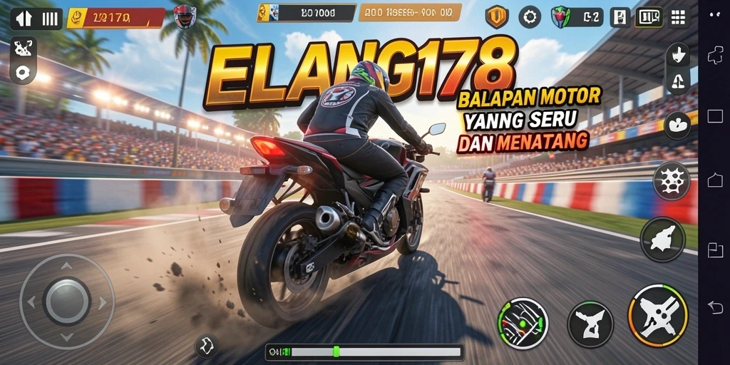 Tampilan gameplay seru dari ELANG178 saat balapan motor.