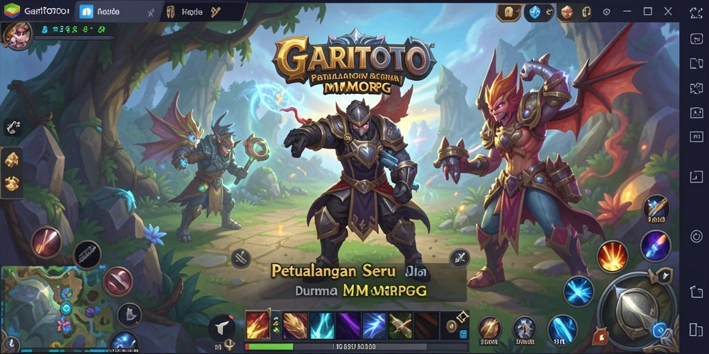 Tangkapan layar gameplay GARITOTO yang menampilkan pertempuran seru di dunia fantasi.