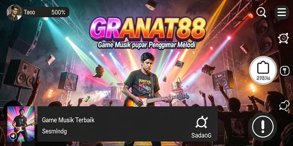 Screenshot gameplay dari GRANAT88 menampilkan pengguna bernyanyi bersama lagu favorit.