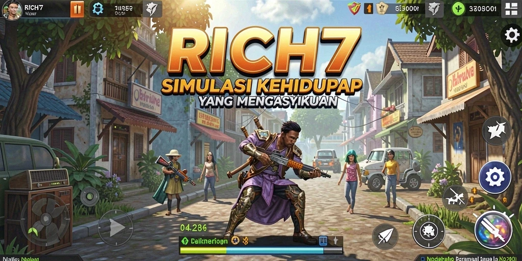 Tampilan gameplay RICH7 yang menarik dengan karakternya.