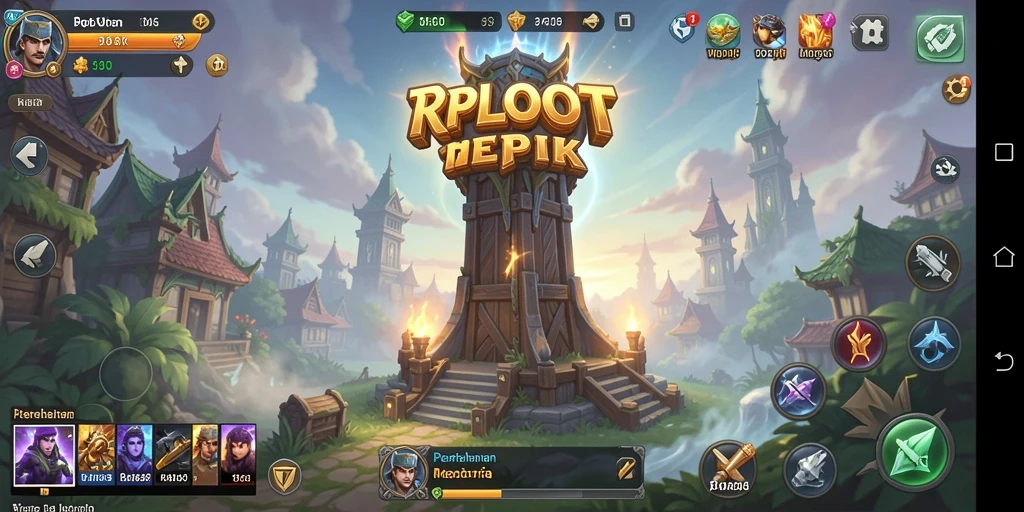 Gambar menunjukkan menara bertahan melawan gelombang musuh dalam permainan Tower Defense.
