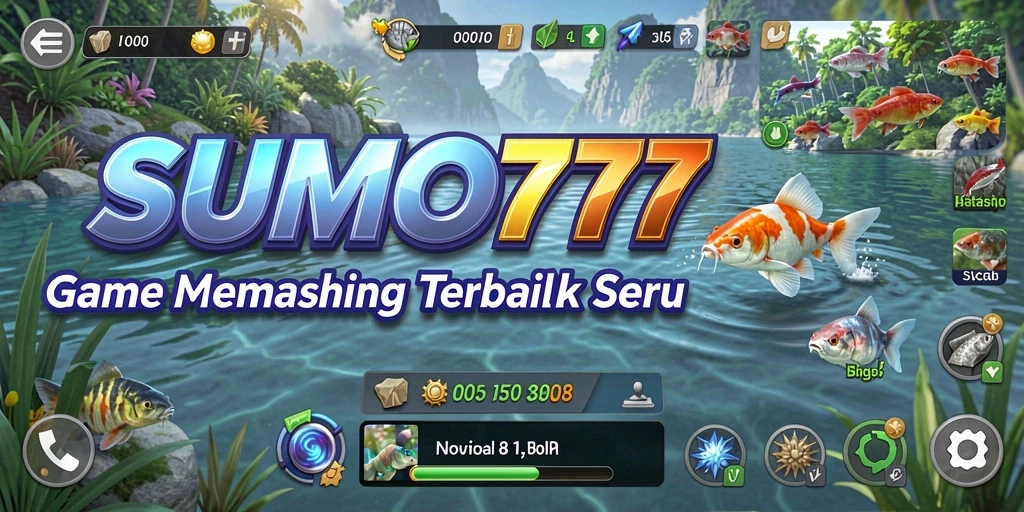 Tampilan gameplay SUMO777 menampilkan aksi memancing yang seru dan penuh warna.